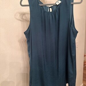 CAbi Teal Blue Sleeveless Tie-Back Tank